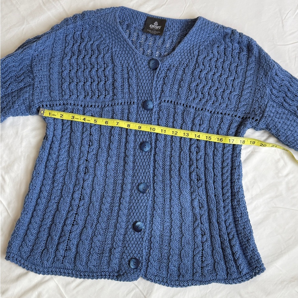 Aran Iris Cotton Ladies Cardigan - Blue size S - Picture 11 of 15